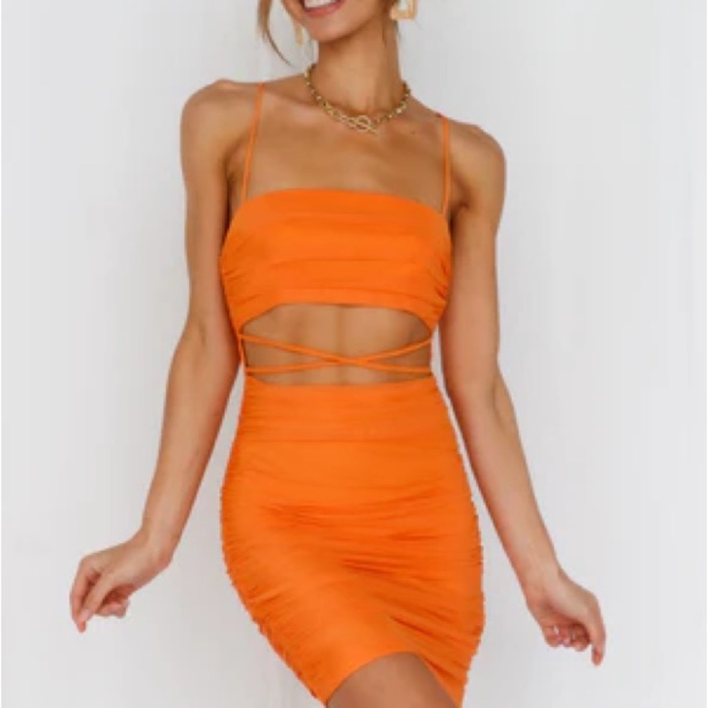Hello Molly Vibrant Orange Mini Dress